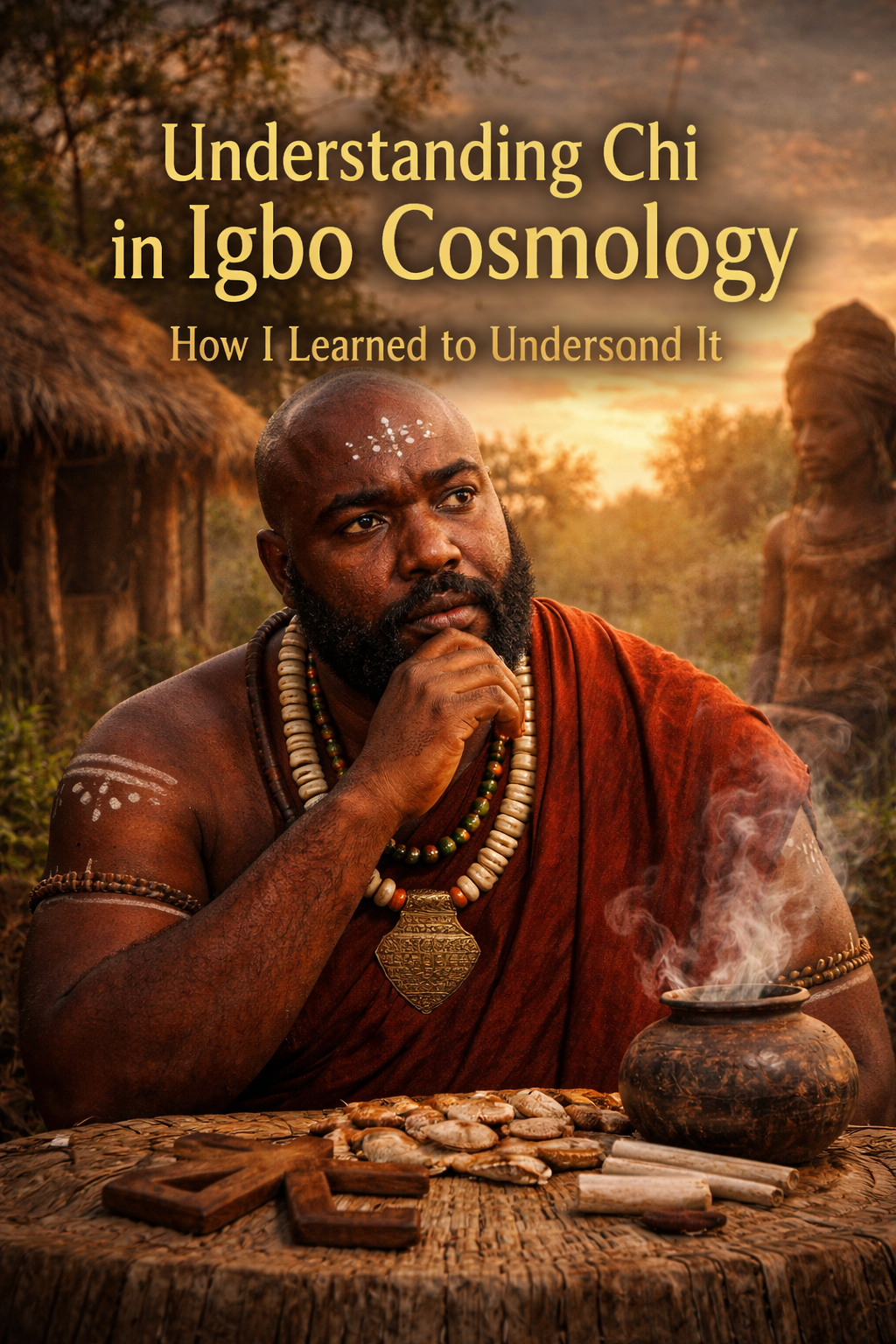 Man reflecting on understanding Chi in traditional Igbo cosmology and personal destiny